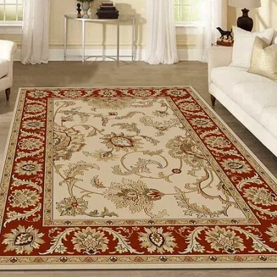 Asstd National Brand Como Abstract Traditional Oriental Area Rug In White