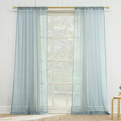 Asstd National Brand Constance Rod Pocket Sheer Set Of 2 Curtain Panel In Blue