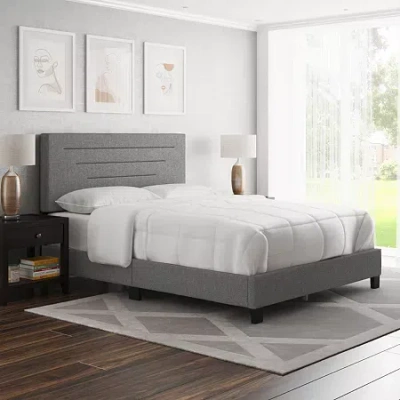 Asstd National Brand Corben Upholstered Tufted Bed In Gray