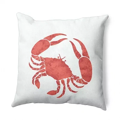 Asstd National Brand Crab Square Throw Pillow In Orange