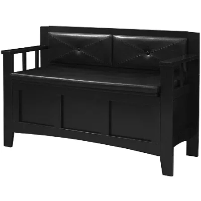 Asstd National Brand Crandall Padded Storage Bench In Black