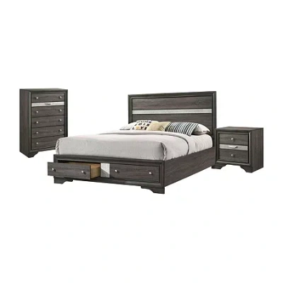 Asstd National Brand Craye 3 Piece Wood Bedroom Set In Gray
