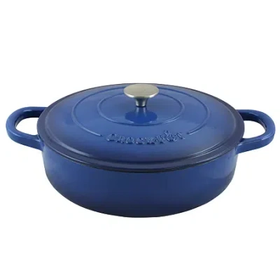 Asstd National Brand Crock Pot Artisan Enameled 5 Quart Cast Iron Round Braiser Pan With Self Basting Lid In Blue
