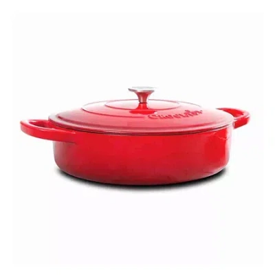 Asstd National Brand Crock Pot Artisan Enameled 5 Quart Cast Iron Round Braiser Pan With Self Basting Lid In Red