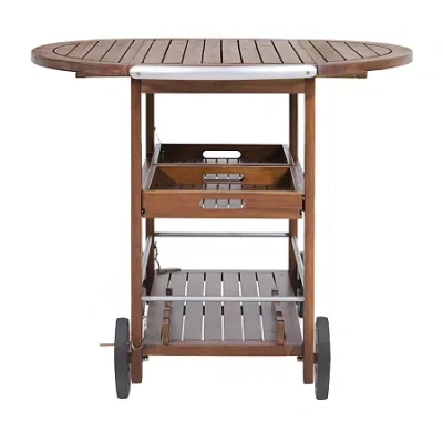 Asstd National Brand Cynthia Wood-top Serving Cart In Brown
