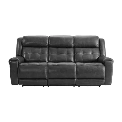 Asstd National Brand Dakota Leather Power Reclining Sofa In Black