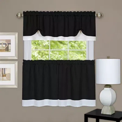 Asstd National Brand Darcy 3-pc. Rod Pocket Kitchen Curtains & Drapes Window Set In Black