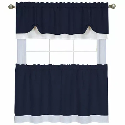 Asstd National Brand Darcy 3-pc. Rod Pocket Kitchen Curtains & Drapes Window Set In Blue