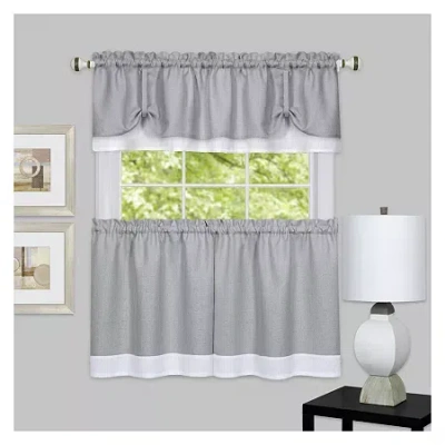 Asstd National Brand Darcy 3-pc. Rod Pocket Kitchen Curtains & Drapes Window Set In Gray