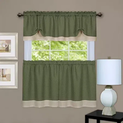 Asstd National Brand Darcy 3-pc. Rod Pocket Kitchen Curtains & Drapes Window Set In Green