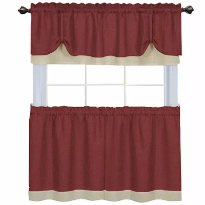 Asstd National Brand Darcy 3-pc. Rod Pocket Kitchen Curtains & Drapes Window Set In Red
