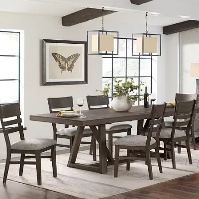 Asstd National Brand Delaney 7 Pc Dining With 4 Panel Back Chairs In Brown