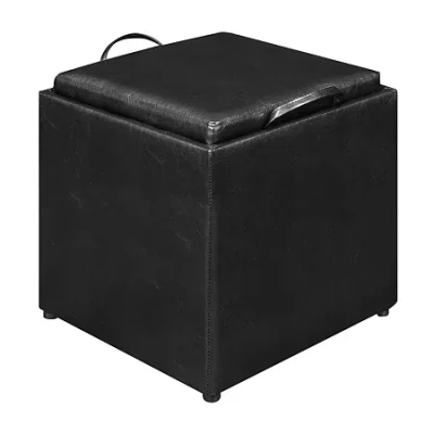 Asstd National Brand Designs4comfort Cushioned Ottoman In Black