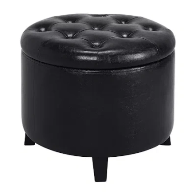 Asstd National Brand Designs4comfort Round Ottoman In Black