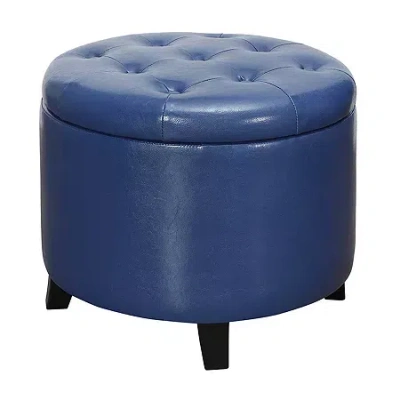 Asstd National Brand Designs4comfort Round Ottoman In Blue