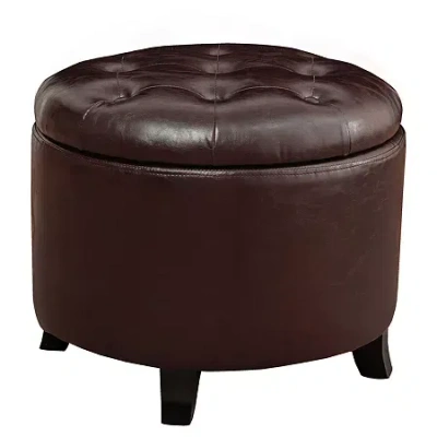 Asstd National Brand Designs4comfort Round Ottoman In Brown