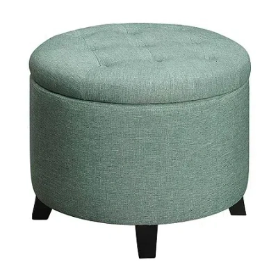 Asstd National Brand Designs4comfort Round Ottoman In Green