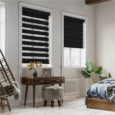 Asstd National Brand Dover Day & Night Energy Saving Cordless Light-filtering Roller Shade In Black