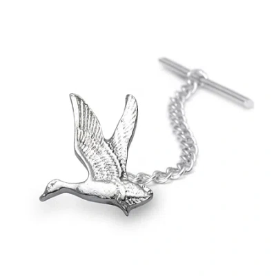 Asstd National Brand Duck Rhodium-plated Tie Tack In Silver