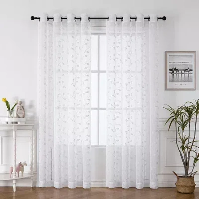 Asstd National Brand Elberon Grommet Top Sheer Single Curtain Panel In White