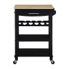 Asstd National Brand Ellaine 4-tier Butcher Block Kitchen Cart With Drawer And Wine Rack In Black