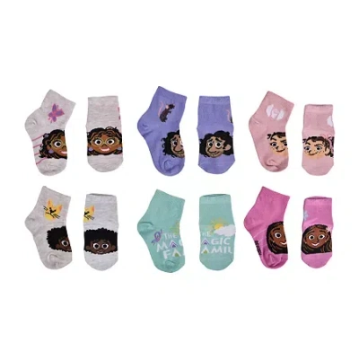 Asstd National Brand Babies' Encanto Toddler Girls Multi-pack 6 Pair Quarter Ankle Socks
