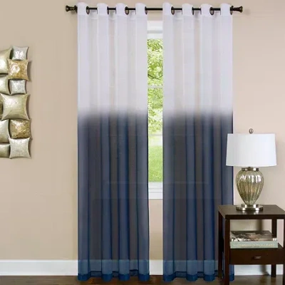 Asstd National Brand Essence Grommet Top Sheer Single Curtain Panel In Blue