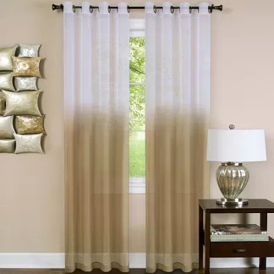 Asstd National Brand Essence Grommet Top Sheer Single Curtain Panel In Brown