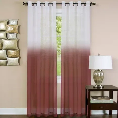 Asstd National Brand Essence Grommet Top Sheer Single Curtain Panel In Red