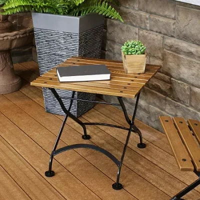 Asstd National Brand European Wood Folding Square Patio Side Table In Brown