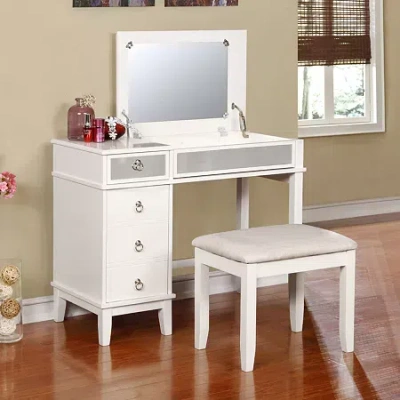 Asstd National Brand Eva 2-pc. Vanity & Stool Set In White