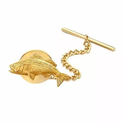 Asstd National Brand Fish Gold-plated Tie Tack In Yellow