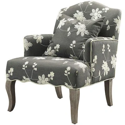 Asstd National Brand Floral Armchair In Black