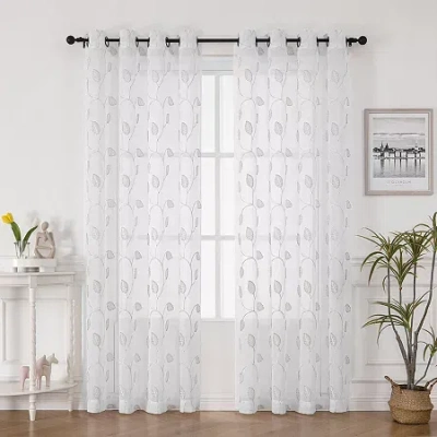 Asstd National Brand Florence Grommet Top Sheer Single Curtain Panel In Green