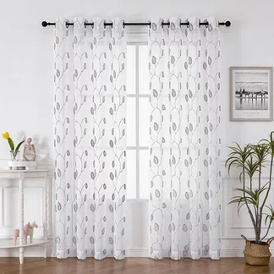 Asstd National Brand Florence Grommet Top Sheer Single Curtain Panel In Red