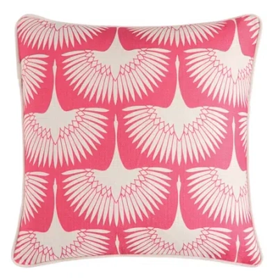 Asstd National Brand Flying Cranes Square Throw Pillow In Pink