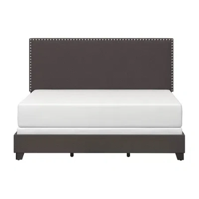 Asstd National Brand Gayle Nailheadtrim Upholstered Rectangular Bed In Brown