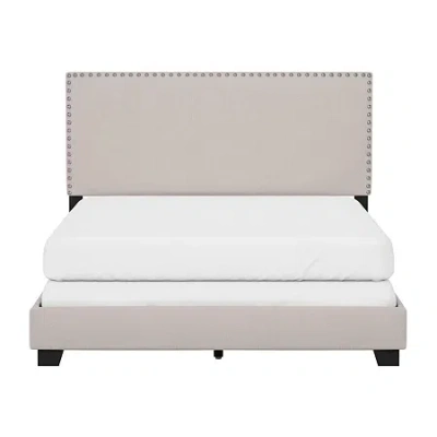 Asstd National Brand Gayle Nailheadtrim Upholstered Rectangular Bed In Gray