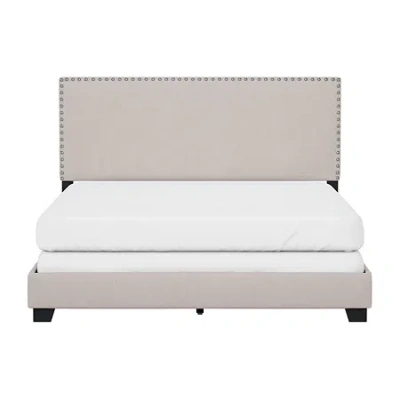 Asstd National Brand Gayle Nailheadtrim Upholstered Rectangular Bed In White