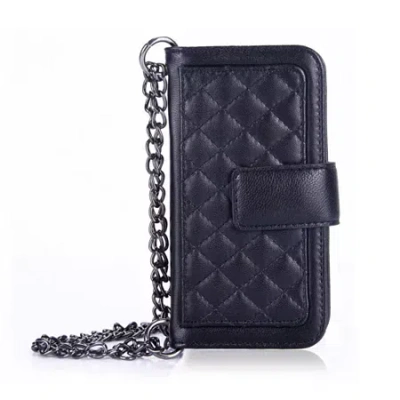 Asstd National Brand Genuine Leather Phone Case And Wallet Combination With Chain For Samsung Galaxy S7 Edge In Black