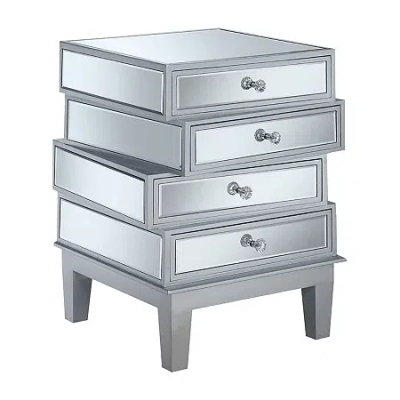 Asstd National Brand Gold Coast Living Room Collection Mirrored 4-drawer End Table In Silver