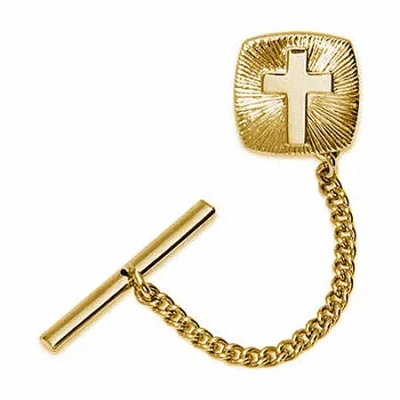 Asstd National Brand Gold-plated Cross Starburst Tie Tack In Yellow