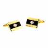 Asstd National Brand Gold-tone Diamond Accent Cuff Links In Yellow