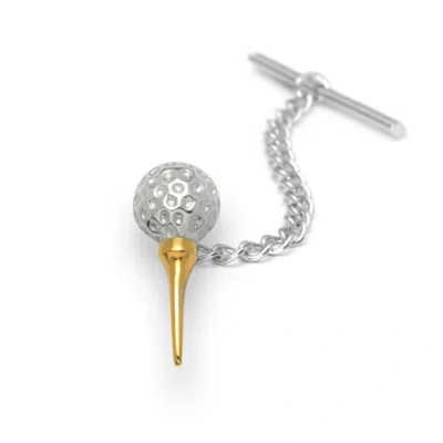 Asstd National Brand Golf Ball And Tee Tie Tack In Silver