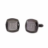 Asstd National Brand Gun Metal Cushion Cuff Links W/ Brushed Top In Gray