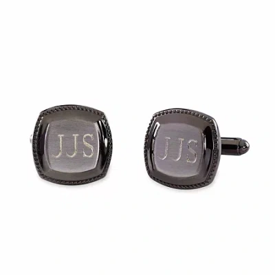 Asstd National Brand Gun Metal Cushion Cuff Links W/ Brushed Top In Gray