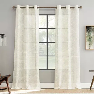 Asstd National Brand Hadden Grommet Top Sheer Set Of 2 Curtain Panel In White