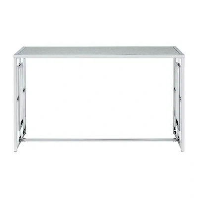 Asstd National Brand Haines Glass Top Console Table In Silver
