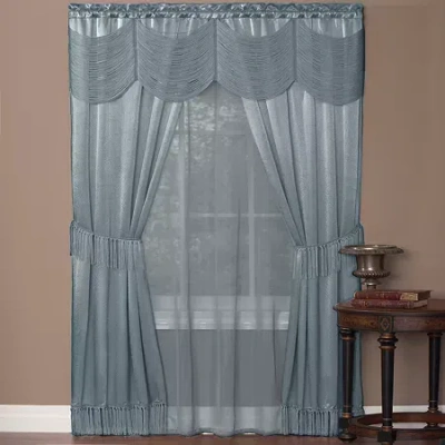 Asstd National Brand Halley Rod Pocket Light-filtering Curtain Panel In Blue