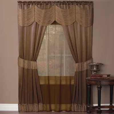 Asstd National Brand Halley Rod Pocket Light-filtering Curtain Panel In Brown